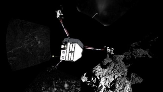 Jedna z prvních fotek zaslaných modulem na Zem z komety 67P
