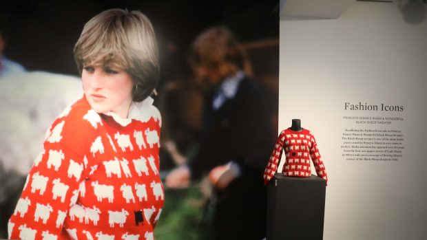 V aukci v New Yorku se za 1,14 milionu dolarů (26,3 milionu Kč) vydražil červený svetr s ovečkami, který na sebe ještě před svatbou oblékla princezna Diana