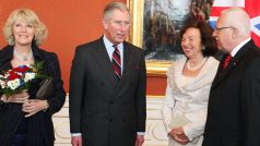 Britský princ Charles s chotí Camillou na návštěvě České republiky s Václavem Klausem a jeho manželkou Livií