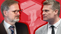 Lídr ODS a koalice Spolu Petr Fiala (vlevo) a čestný prezident Motoristů sobě Filip Turek