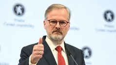 Premiér Petr Fiala (ODS) na briefinku po jednání vlády