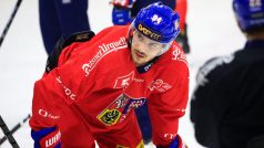 Jakub Lauko na tréninku české hokejové reprezentace
