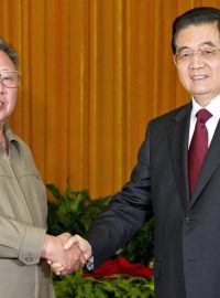 Severokorejský vůdce Kim Čong-il a prezident Číny Chu Ťin-tchao