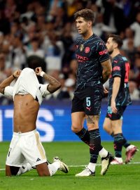 Rodrygo z Realu Madrid po zahozené šanci v zápase proti Manchesteru City
