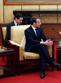 Setkání Emmanuela Macrona s jeho čínským protějškem Si Ťin-pchingem