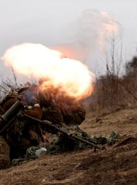 Ukrajinská armáda na bojové linii u města Bachmut