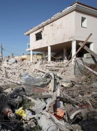 Zničený dům ve španělském městě Alcanar