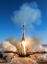 Start rakety Sojuz z Bajkonuru