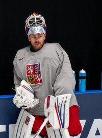 Český hokejový brankář Karel Vejmelka