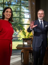 Zleva předsedkyně TOP 09 Markéta Pekarová Adamová, premiér a předseda ODS Petr Fiala a předseda KDU-ČSL Marek Výborný podepsali memorandum o společné kandidatuře v rámci koalice Spolu ve sněmovních volbách 2025