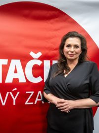 Jana Bobošíková na tiskové konferenci k představení lídrů kandidátek a programu hnutí Stačilo! pro sněmovní volby 2025